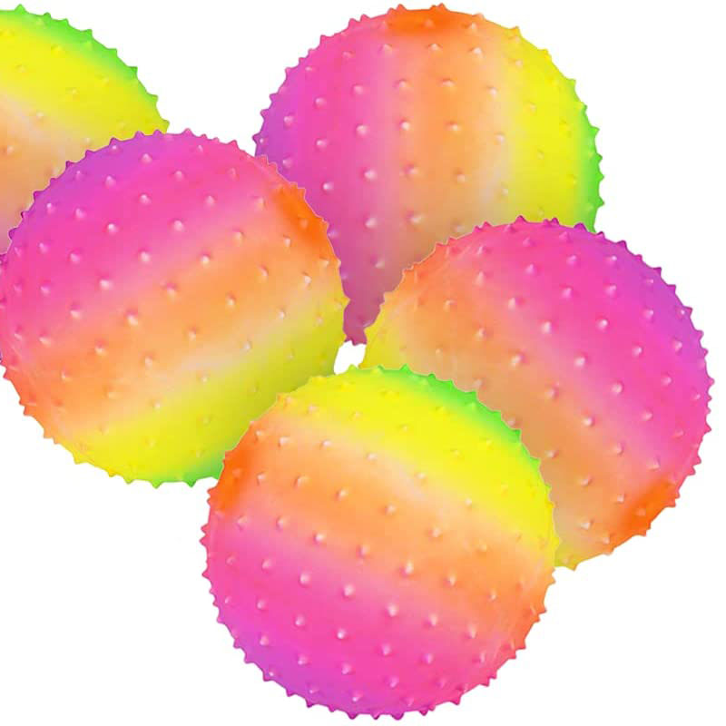 Inflatable balls, 9- inch inflatable rainbow balls, outdoor sports game, children's toy, sensory balls, baby children's toy