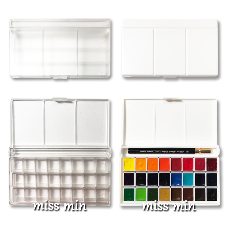 24-colour Plastic Box Acrylic Box Watercolour Pigments Box Half 2ml Watercolour Sub-packed Pigments Receipt Empty Box