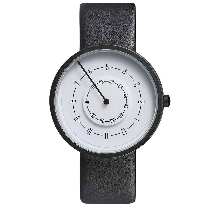 Paar Horloge Mannen Vrouwen Minimalistische Draaitafel Nummers Wijzerplaat Horloge Casual Lederen Staal Sport Mannelijke Klok voor Liefhebbers: black white watch