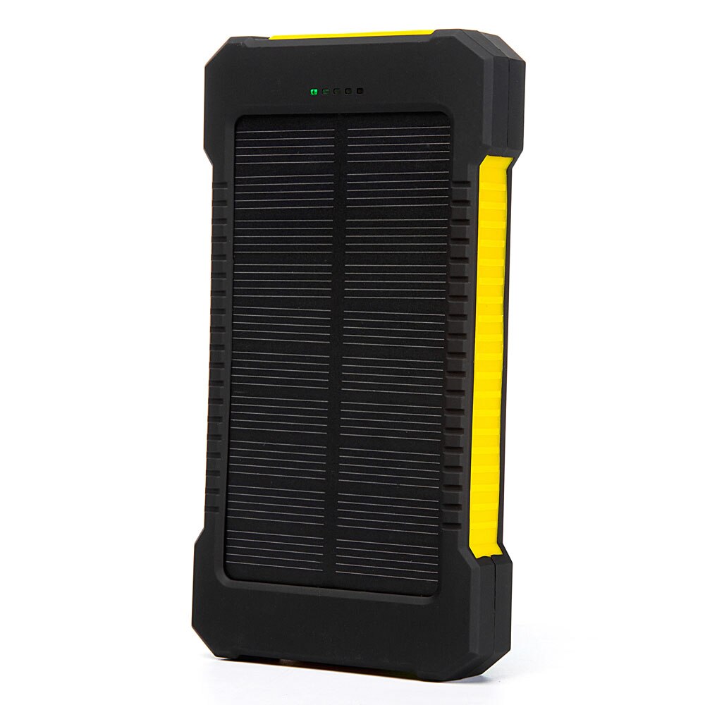 Zonne-energie powerbank 10000 mah externe batterij dubbele usb powerbank draagbare oplader mobiele telefoon zonne-energie oplader voor xiaomi iphone x: Geel