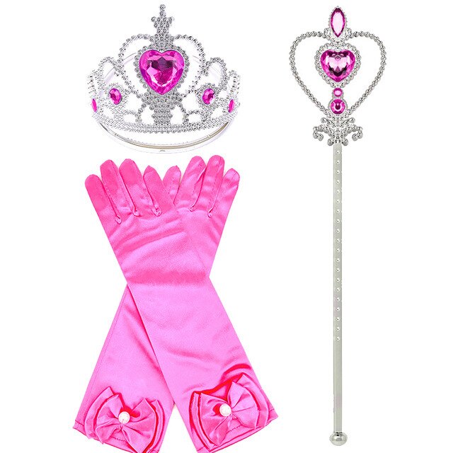 Elsa Prinses Accessoires Handschoenen Wand Kroon Sieraden Set Elsa Pruik Vlecht voor Prinses Jurk Kleding Cosplay Aankleden Sneeuwvlok: Champagne