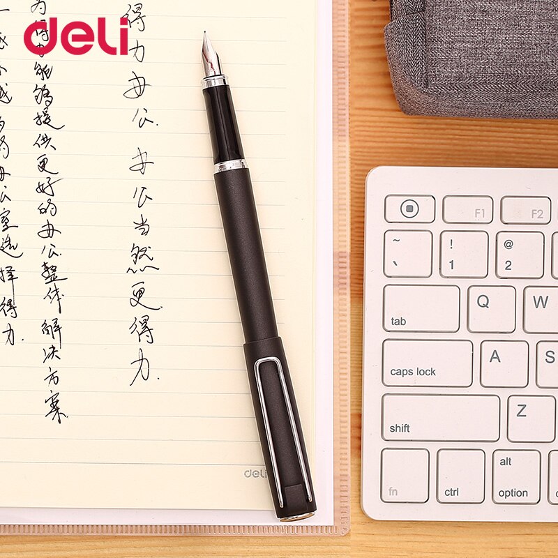 Deli metal fountain pen for writing school office stationery supply luxury fountain pen set with box business