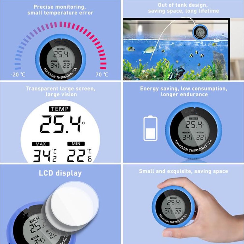 High Accuracy Digital Thermometer Waterproof Aquarium Thermometer Digital Display Sucker Electronic Thermometer