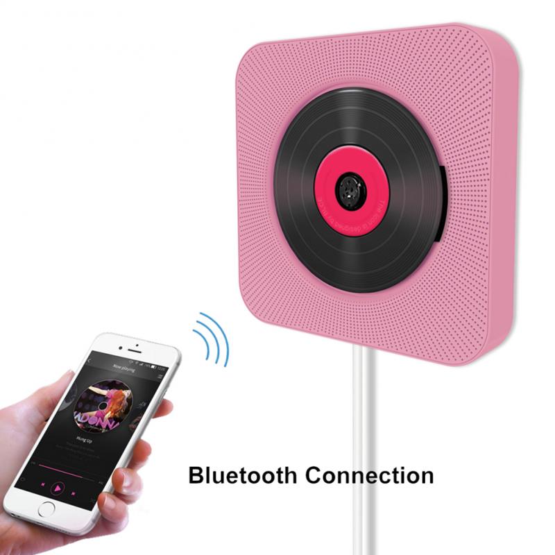 Montaggio A parete Lettore CD Bluetooth HiFi CD Lettore Musicale con Telecomando Radio FM USB MP3 3.5MM Per Cuffie Martinetti: 7 Pink EU Plug