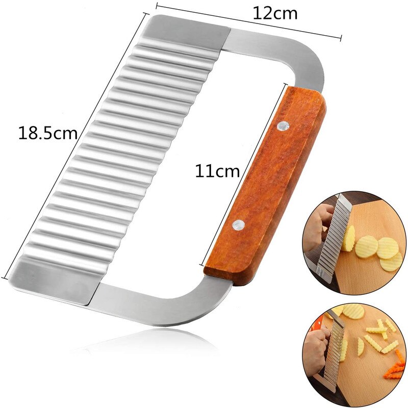 Rvs Wave Aardappel Cutter Groentesnijder Fruit Rimpeluitvoering Cutter Franse Bak Snijders Aardappel Chip Mes Keuken Gadgets