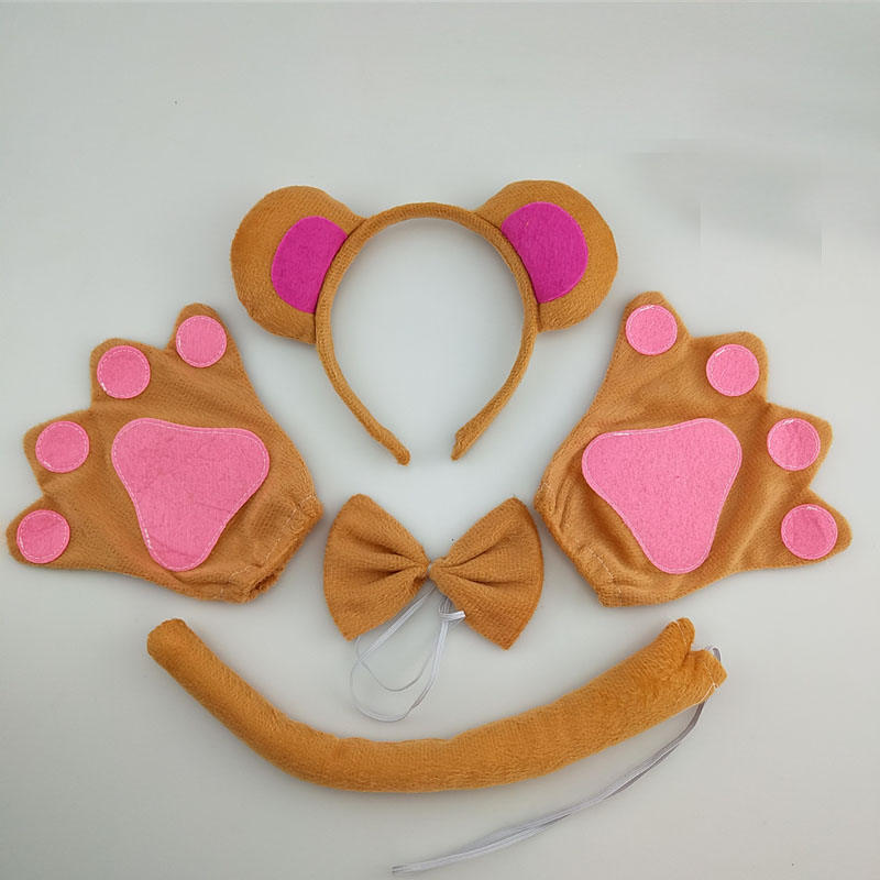 Diadema con orejas de Mono para hombre y niño, bandanas de pelo de animales para , diadema de felpa para cumpleaños, disfraz de Halloween, Cosplay: Azul