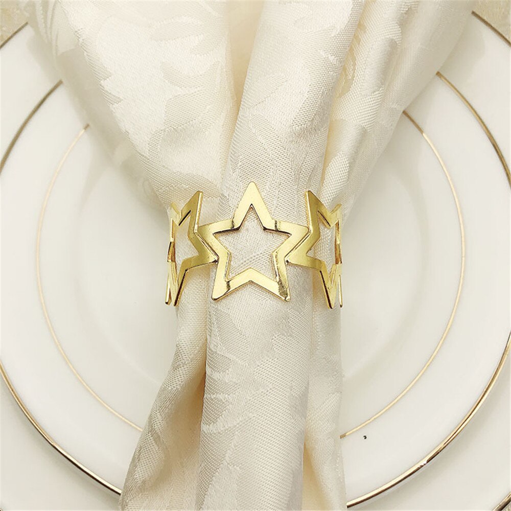 Metal gold five-star dining ring tabletop decoration for western food, wine party, family gathering, wedding banquet
