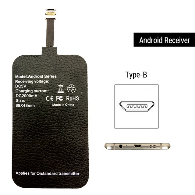 10W 5V/2A Qi Receptor de Cargador Inalámbrico Receptor para el iphone Xiaomi Samsung Universal adaptador de carga inalámbrico Mat: Type-B Receiver