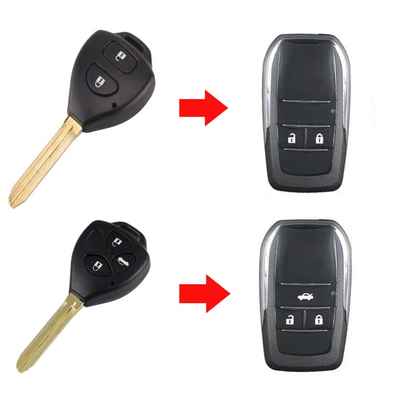 Nieuw! 2 Knoppen/3 Knoppen Gewijzigd Flip Folding Remote Key Case Shell Voor Toyota Camry Corolla Reiz RAV4 Kroon Sleutel fob Cover