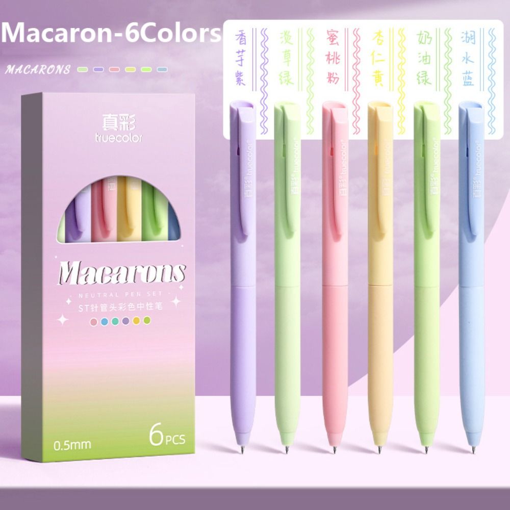 6Colors/Set Color Gel Pen 0.5mm ST Tip Ballpoint Pen Writing Tool Color Ink Signing Pen Students Stationery School Supplies