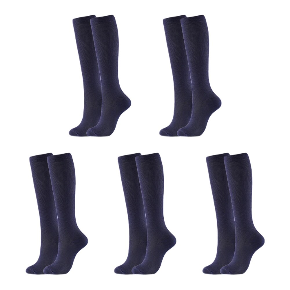 5 Pairs Compression Stockings Women Comfortable Anti-Fatigue Socks Blood Circulation Slimming Compression Socks: Dark blue / S/M