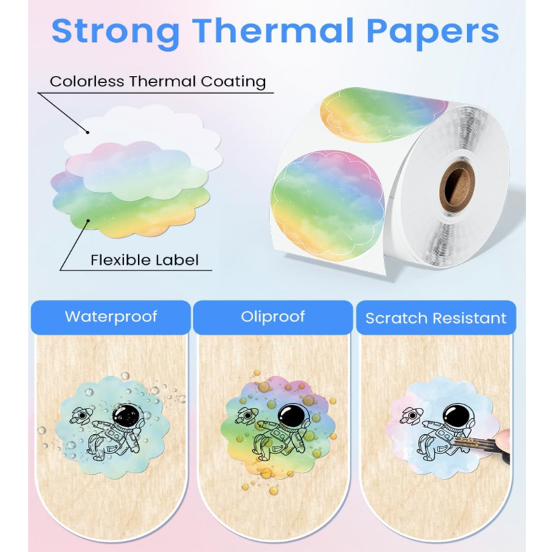 500 Stück Thermo-Etikettenpapier, runder Aufkleber, wasserfestes Etikett für , Kinderaufkleber, Logo, Dankeskarte, PM-241, PM-246S, D520S