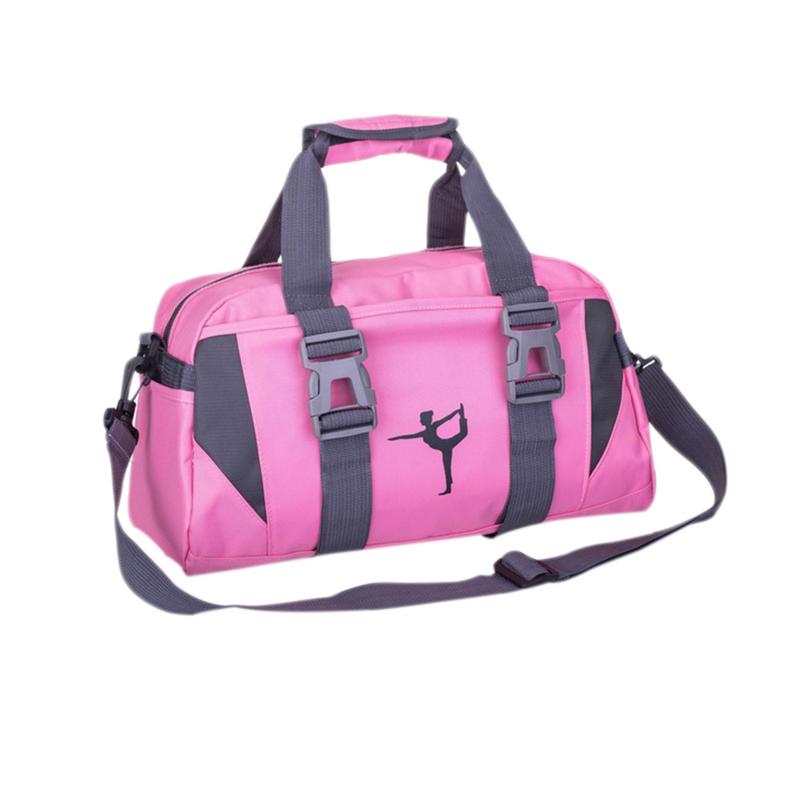 Yoga fitness taske vandtæt nylon træning skulder crossbody sport taske til kvinder fitness rejser duffel tøj gym tasker: Lyserød