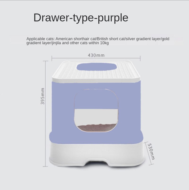Full Enclosed Litter Box Cats Bedpans Pet Litter Tray Potty Toilet Anti Splash Deodorant Kitten Products Dormatory Cama Gato: 04Purple
