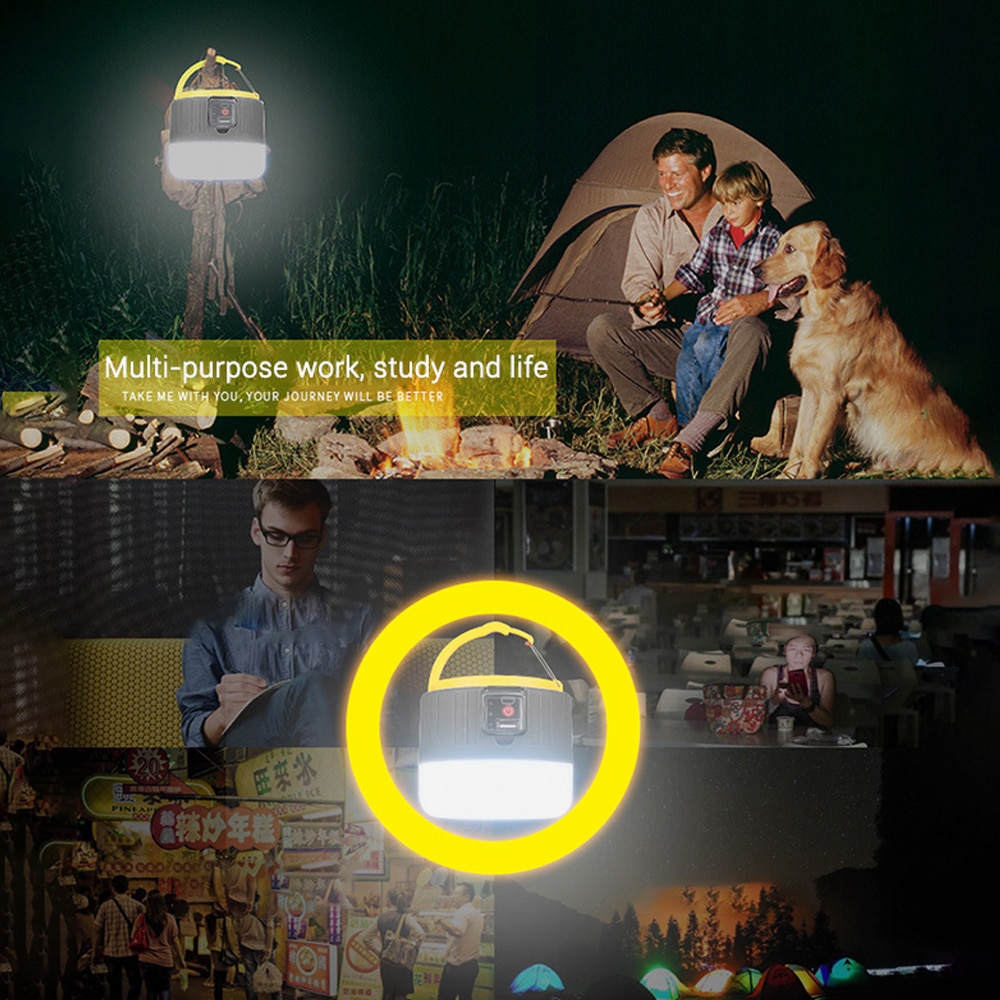Portable Outdoor Solar Bulb Lanterns Light With Hook Camping BBQ Hiking Lamp USB Rechargeable Waterproof Emergency Tent Lights