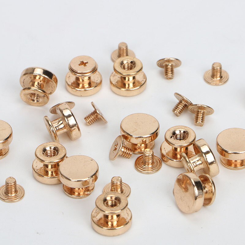 Screw Post Soild Brass Button Studs,Leather Craft Belt Screwback Screw Nail Rivets DIY Suitable for Arts and Clothers Making