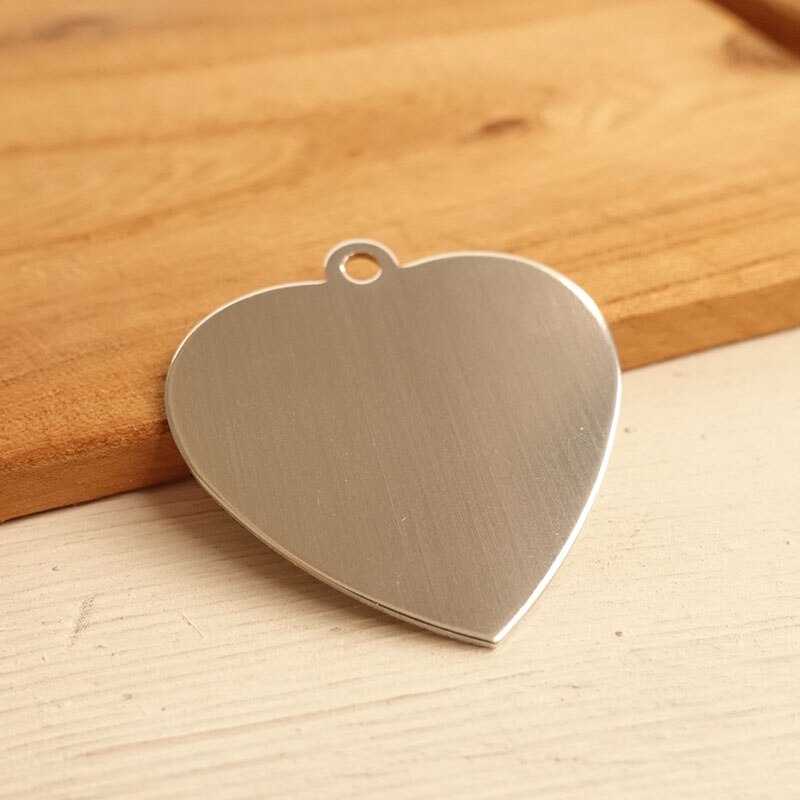 20 teile/los einfache Aluminium Kosename Schild Herzform Benutzerdefinierte Graviert hund katze Name Telefonnummer Hundemarke 10 farben DIT-021: Silber