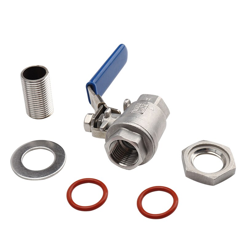 Weldless Quick Disconnect Kettle Valve Kit, 1/2" Quick Disconnect ,Long Locking Handle, Stainless Steel Sanitary Ball Valve