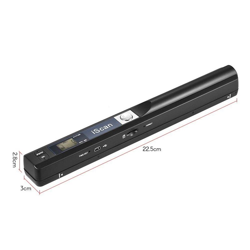 -Portable Handheld Document Scanner 227X20X20mm 900 DPI USB 2.0 LCD Display Support JPG / PDF Format Selection