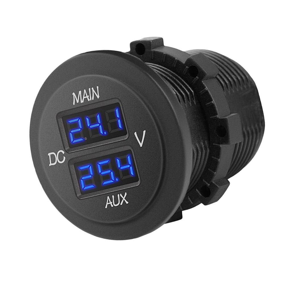 Voltímetro LED Digital principal AUX de 12V y 24V, pantalla Dual, indicador de voltaje, Panel de Monitor de batería para coche, barco y motocicleta: Default Title