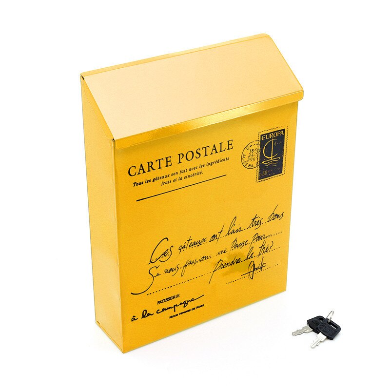 Retro American Pastoral Wall Mounted Mailbox Bucket Newspaper Boxes Mail Box Metal Letter Post Mailbox Garden Decoration: Yellow