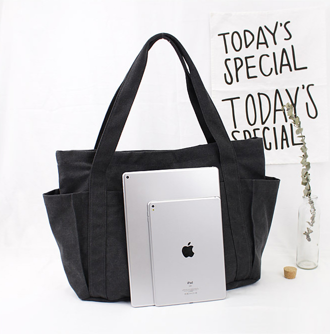 Leinwand Multi-taschen Zipper Handtasche für Student Schule Lehrer Stoff Freizeit Top-griff Tasche für Teenager Großen Jumbo windel Tasche