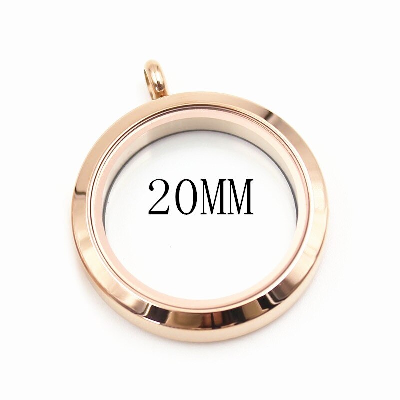 Top 20mm 25mm 30mm Waterproof Screw 316L Stainless Steel Floating Locket Pendant: rose gold 20mm