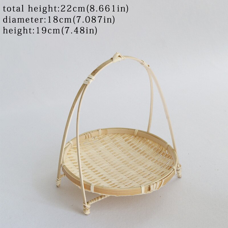 Cestas de paja tejidas de bambú, estante de nivel de mimbre, almacenamiento de alimentos y pan de frutas, Decoración de cocina, bandeja redonda, contenedor de anier Osier: TW050A