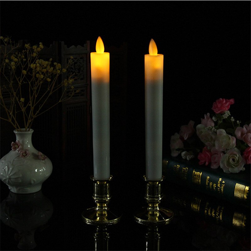 Pack of 6 Yellow Remote Flameless Moving Wick Led Taper Candles,Long Red Dancing Timer Battery Operated Window Candles With Base: yellow not remote