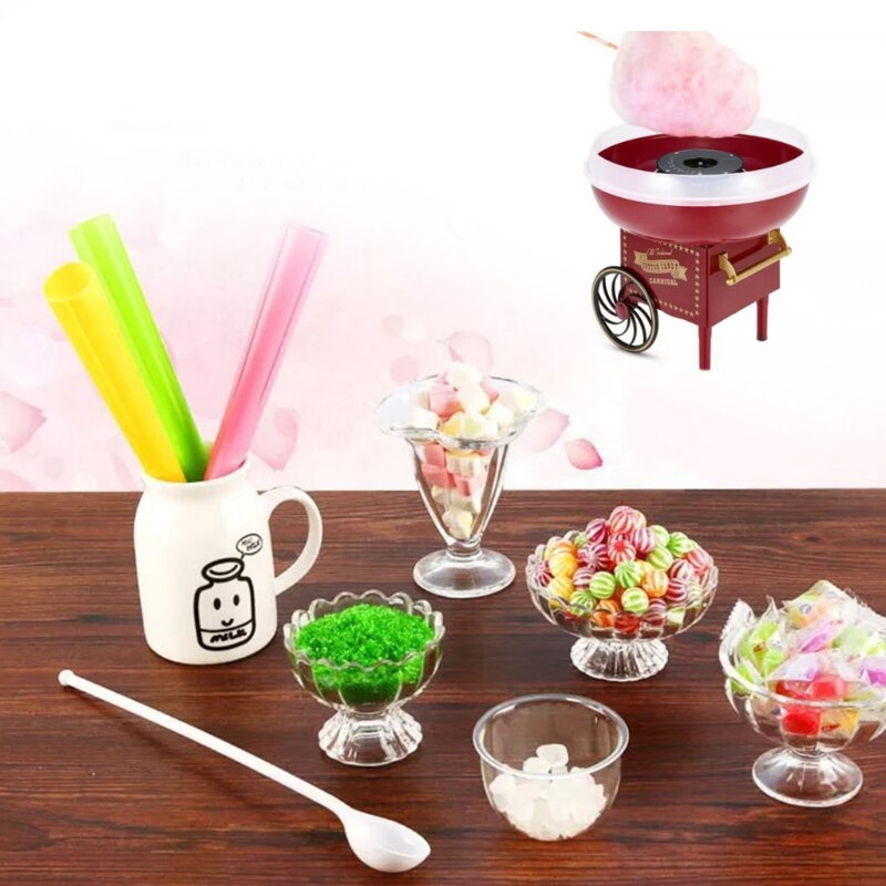 Retro Trolley Cotton Candy Machine Mini Candy Floss Maker Home Machine P9YD