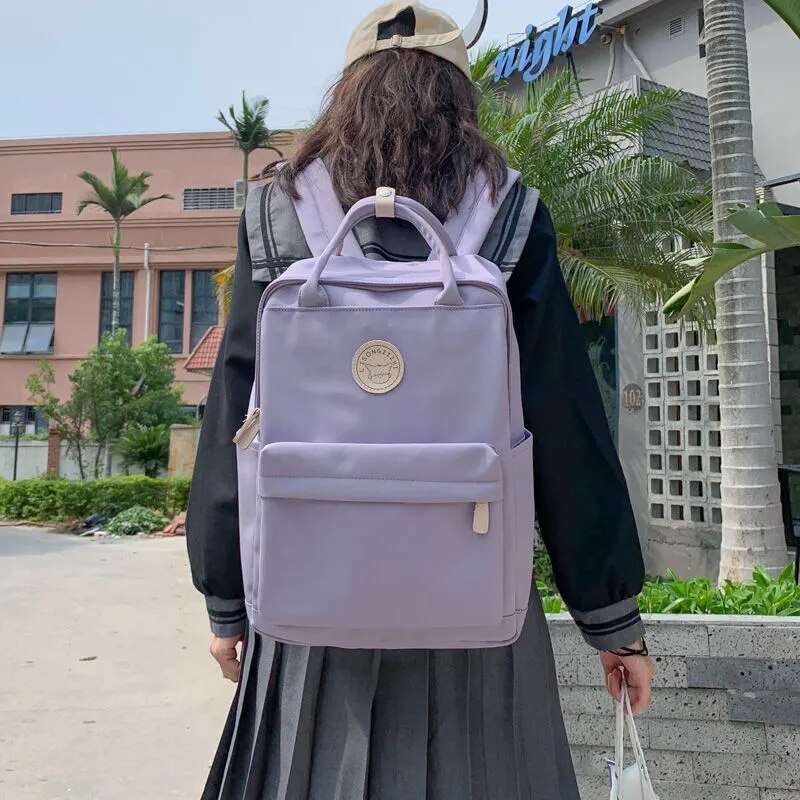 Cool Student Female Backpack Waterproof Cute Women School Bag Lady Laptop White Book Kawaii Girl College Backpack Travel