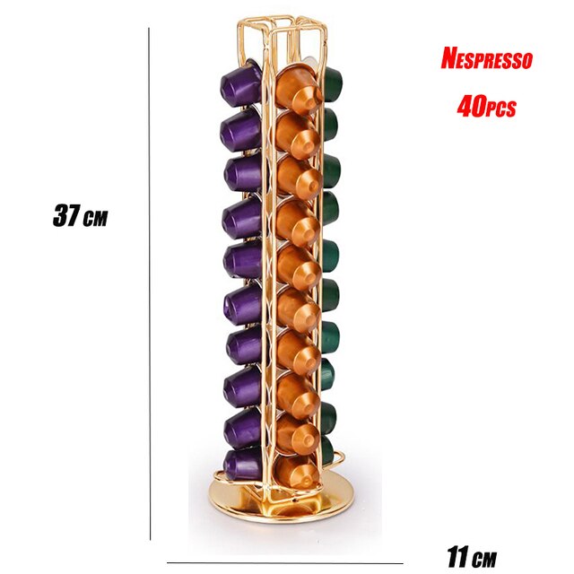 Dolce Gusto Koffie Capsule Rack Houder Organizer Voor 24/32 Pods 360 Draaibare Standaard Koffie Station Voor Keuken Of Kantoor: 40 Nespresso Gold