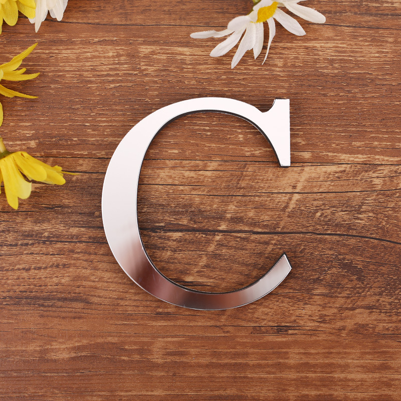 Pegatina de pared de espejo 3D acrílico con letras plateadas, decoración del hogar, póster del alfabeto para de cumpleaños, boda, papel tapiz artesanal, pelar y pegar: Negro