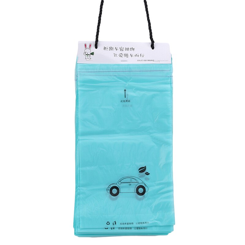 Indsæt hængende bil affaldspose 50 stk engangs selvklæbende nedbrydeligt affaldspose kontor køkken skraldepose: Himmelblå