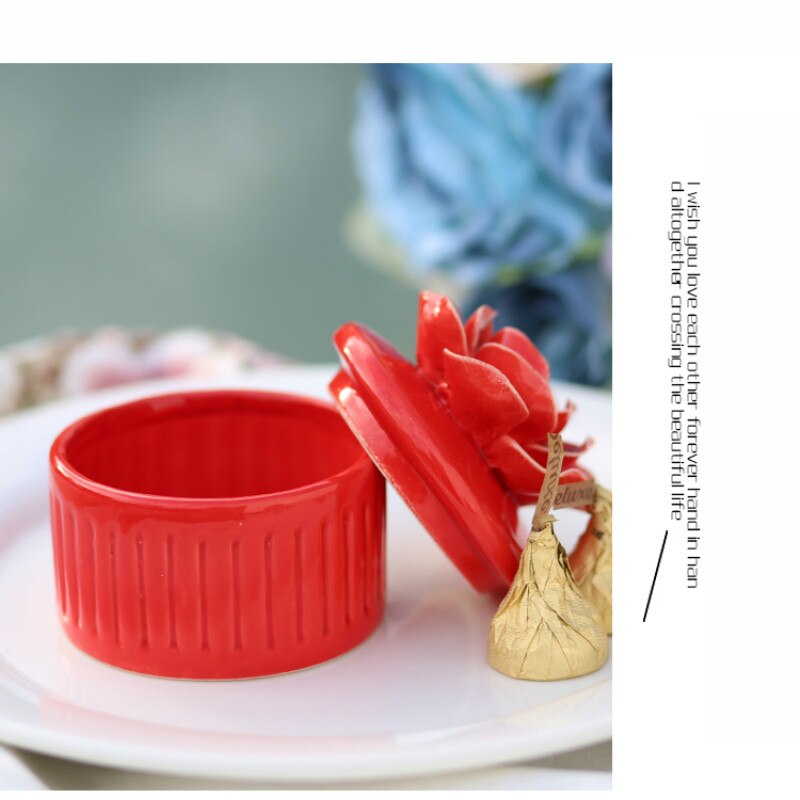 Exquis Rose pot de stockage en céramique artisanat boîte à bijoux mariage boucle d'oreille collier réservoir de stockage sucre bonbons boîte conteneur