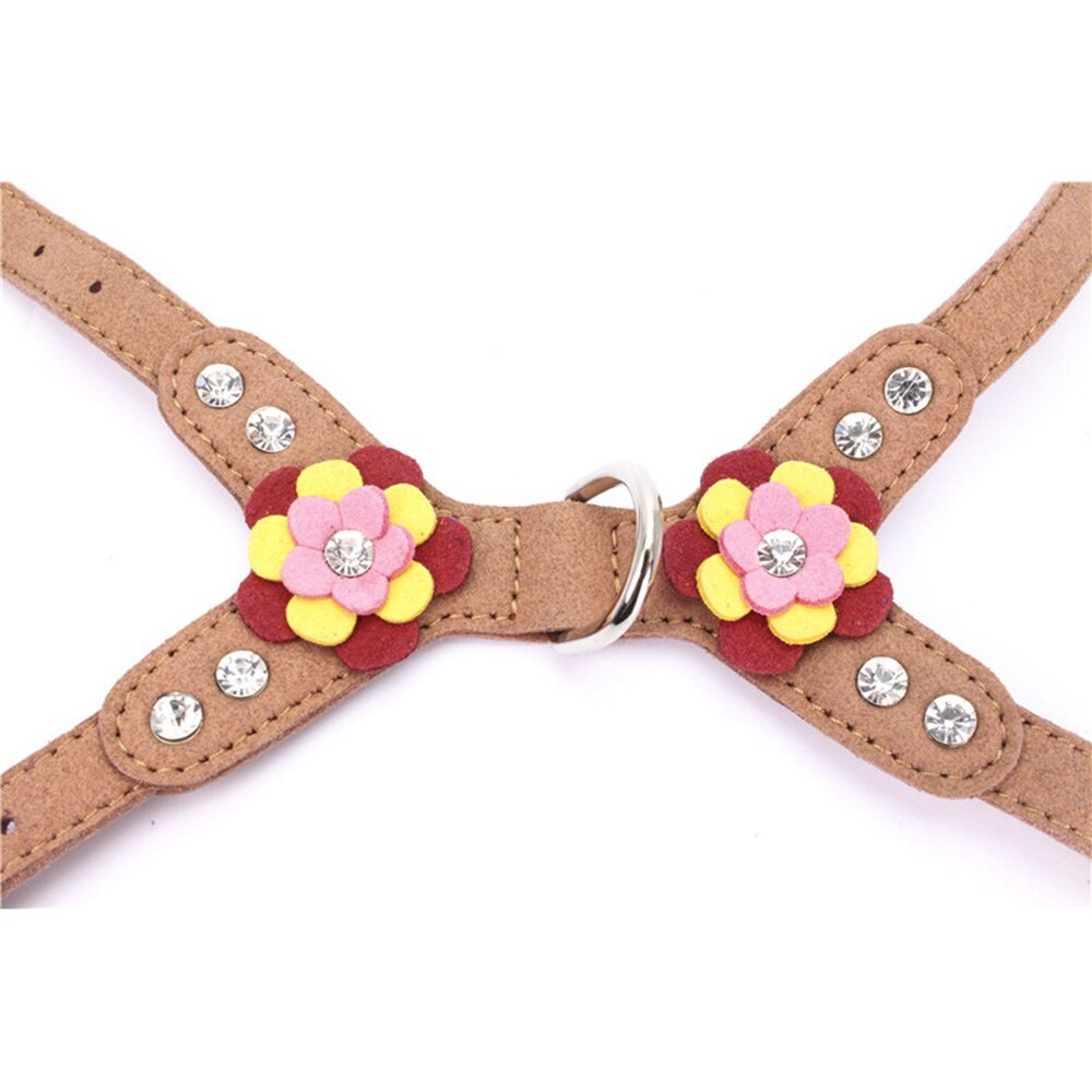 Small Dogs Harness Vest Puppy Collars Bling Accessories Flower For Pet Harness Product Animals Supplies