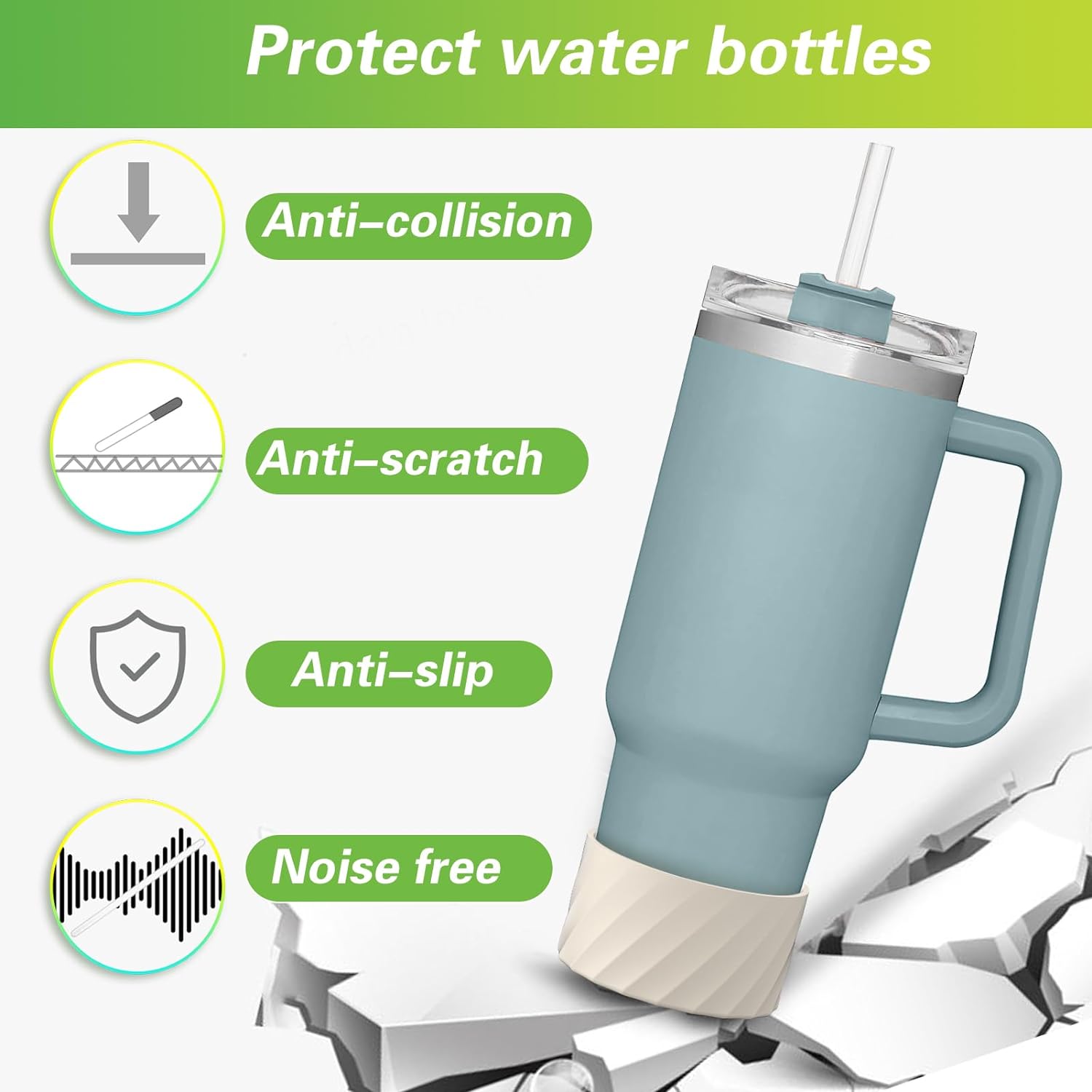 Funda protectora de silicona para botella de agua, accesorio para taza de vaso, para Stanley 40 oz, jencher & IceFlow 20oz, 30oz