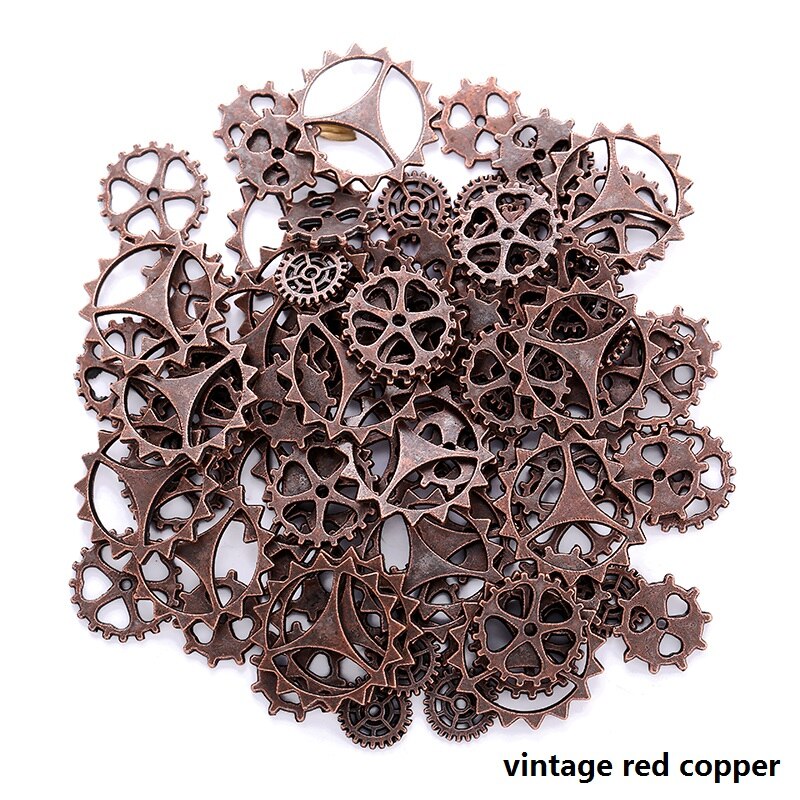 30 UDS-100 Uds 10 colores tamaño pequeño 8-15mm aleación de Zinc mezcla mecánica Steampunk engranajes y engranajes accesorios Diy: Chapado en cobre envejecido