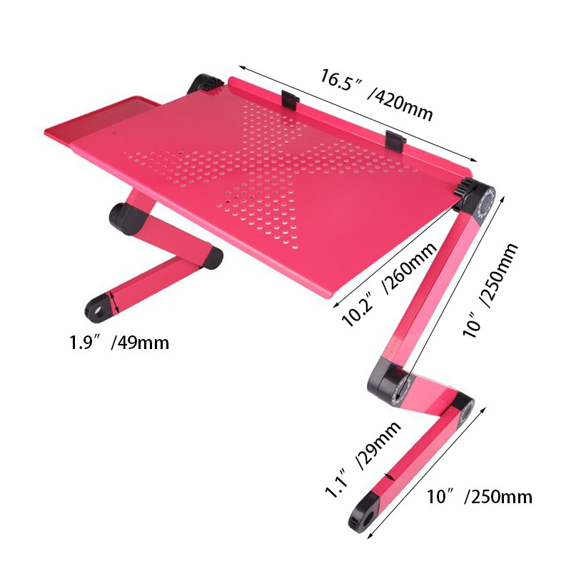 Cooling Metal Computer Desk Tray Adjustable Laptop Desk Portable Aluminum Alloy Notebook PC Desk Frame Desk Frame with Mouse Pad