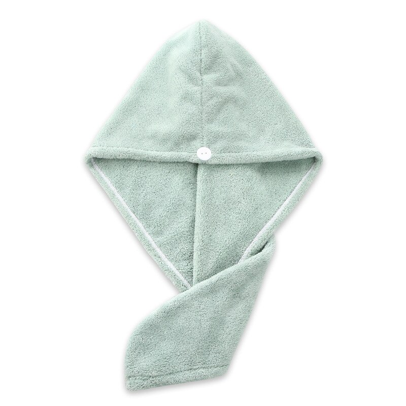 Toallas de microfibra para el cabello, sombrero triangular de secado rápido, espesar el secado del cabello, toallas absorbentes suaves para mujer, Toalla de baño: Green