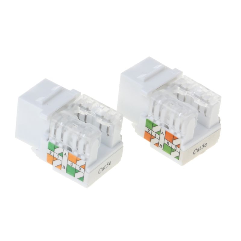 2Pcs CAT5e Netwerk Module Informatie Socket RJ45 Ethernet Kabels Module Plug Network Connector Adapter Cat5e Vergulde Keysto