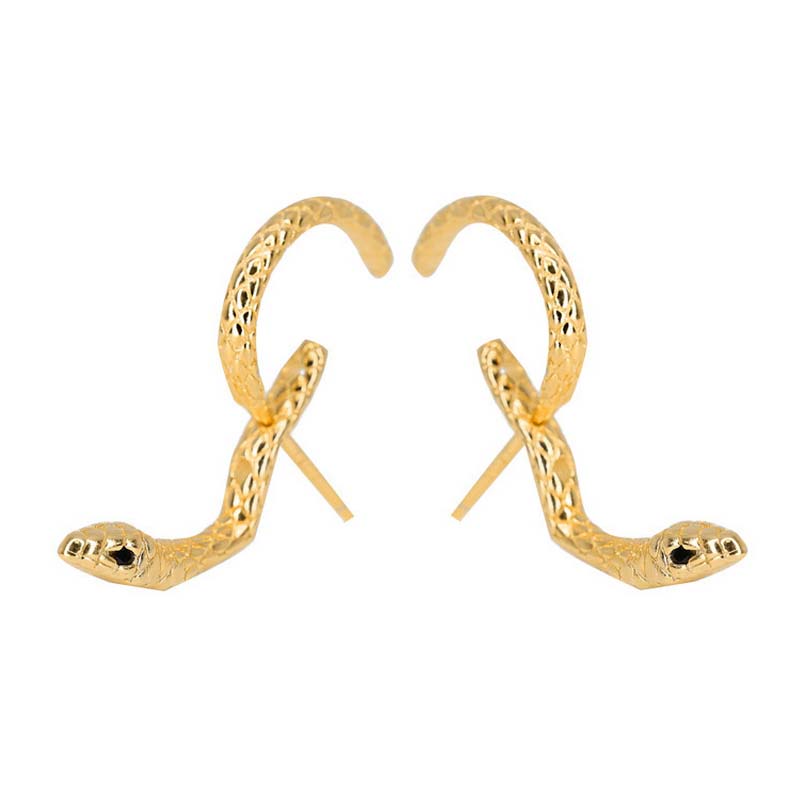Pendientes de bobinado en forma de serpiente para hombres y mujeres, Color dorado, Vintage, Punk, Animal, Metal, fresco, hip hop, joyería de ,