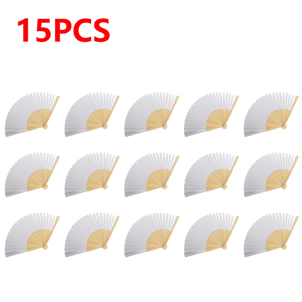 1-50pcs DIY Paper Bamboo Folding Fan Adults Children's Calligraphy Painting Practice Blank White Folding Fan Wedding: Light Grey