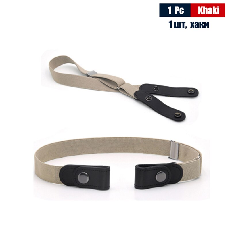 Cinturón elástico sin hebilla para hombre, sin hebilla, para pantalones vaqueros: Khaki