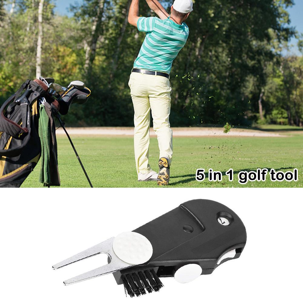 5 in1 Multifunktionale Rasen Golf Werkzeug Ausbildung Aids Faltbare Golf Grün Gabel Tragbare Putten Grün Gabel Reparatur Zubehör