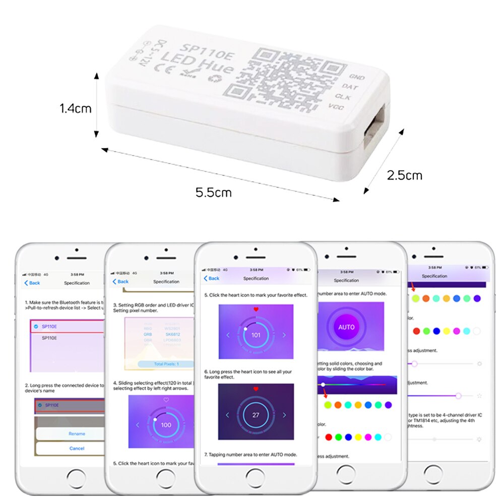 WS2812B WS2811 Addressable LED Bluetooth Controller iOS Android App Wireless Remote Control DC 5V~12V for SK6812 SK6812-RGBW WS2