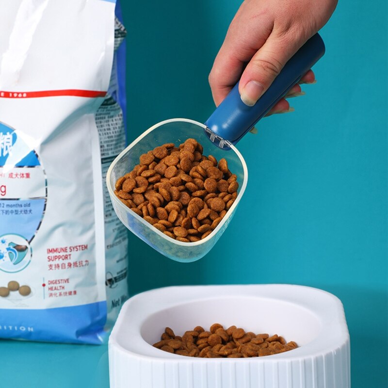 Cuillère à mesurer la nourriture pour animaux de compagnie, avec mesures précises, tasse à mesurer la nourriture pour chien et chat, cuillère transparente, prise confortable