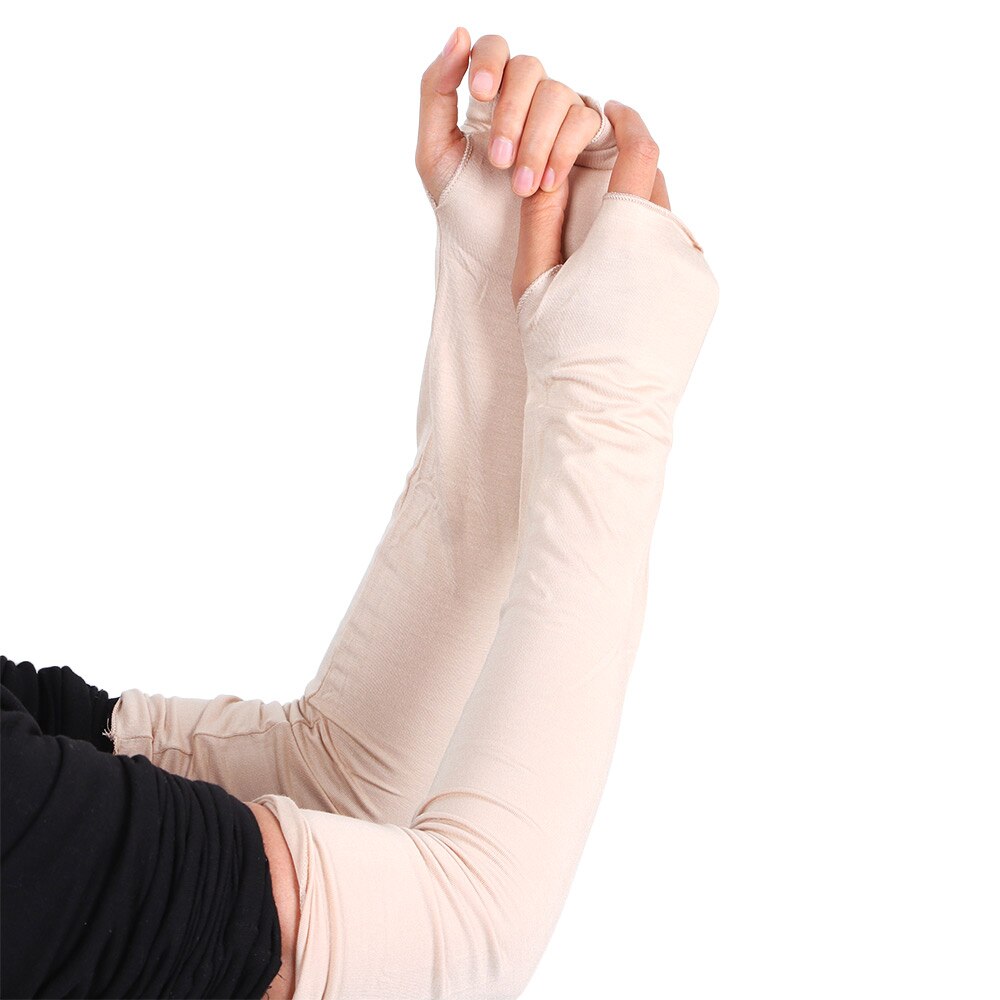 Modal Katoen Arm Warmer Handschoen Vrouwen Lange Vingerloze Handschoenen Elleboog Mode Wanten Kerst Accessoires 20 Kleuren: beige