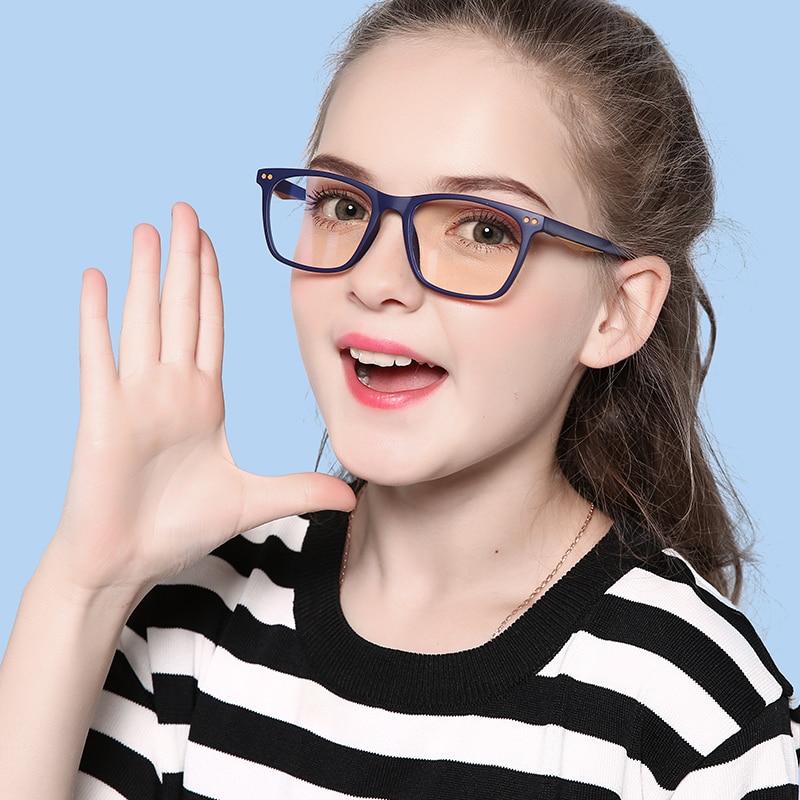Lunettes carrées anti-lumière bleue pour enfants, monture de couleur bonbon TR90, enfants, UV400