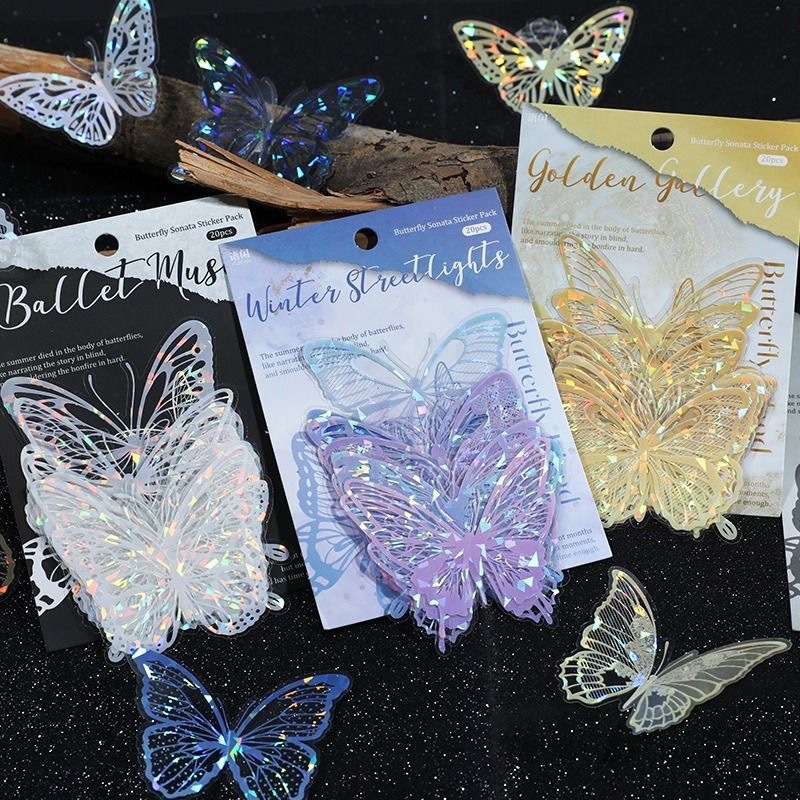 3D Stamping PET Shell Light Sticker Butterfly DIY Butterfly Cake Decoration Party Supplies Butterfly Cake Ornaments